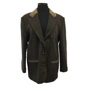VTG County Seat Jeanswear Jacket Womens Large Brown 100% Wool Leather Trim
